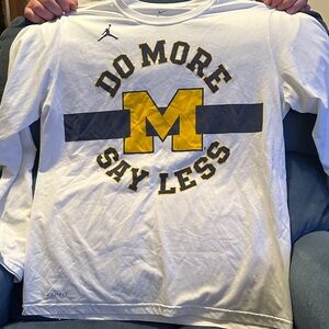 White Long Sleeve Shirt with Michigan Logo